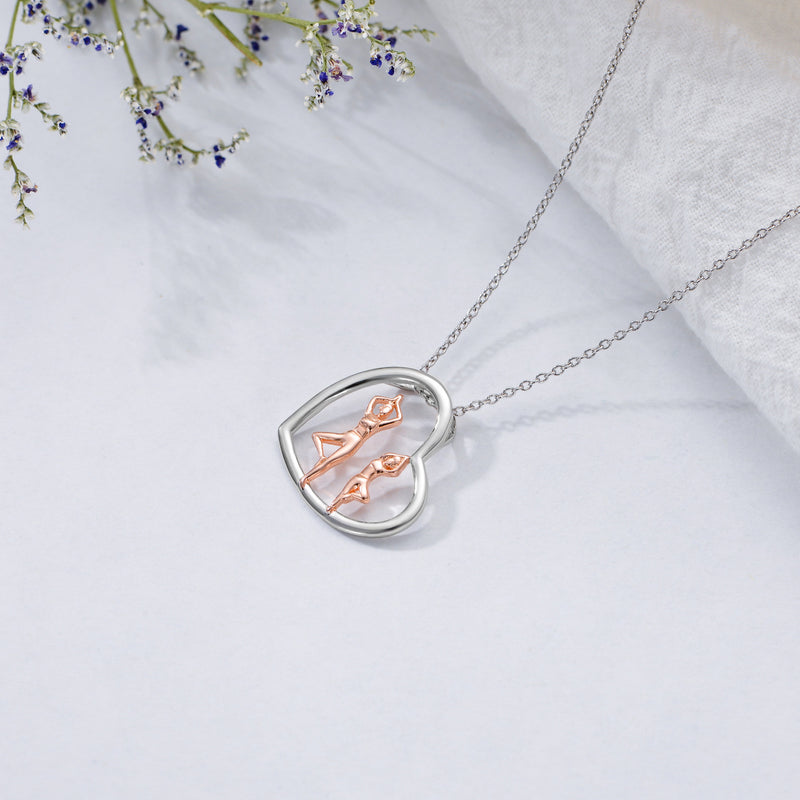 S925 Sterling Silver Mother-Daughter Yoga Pendant Necklace Set