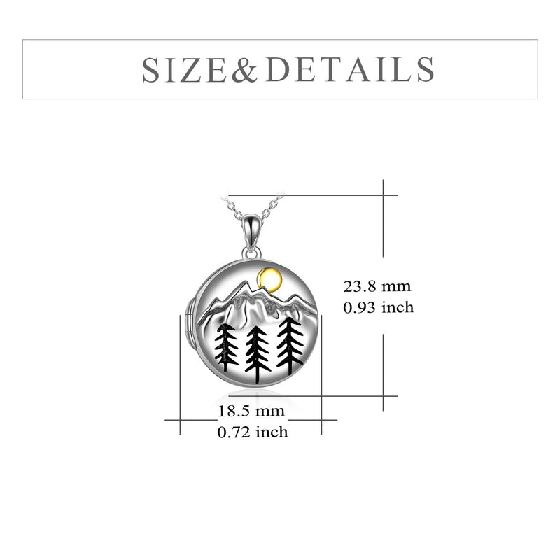 S925 Sterling Silver Mountain Lockets Necklace that Hold Pictures