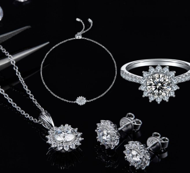Modern S925 Silver Necklace Earring Bracelet Three Piece Set