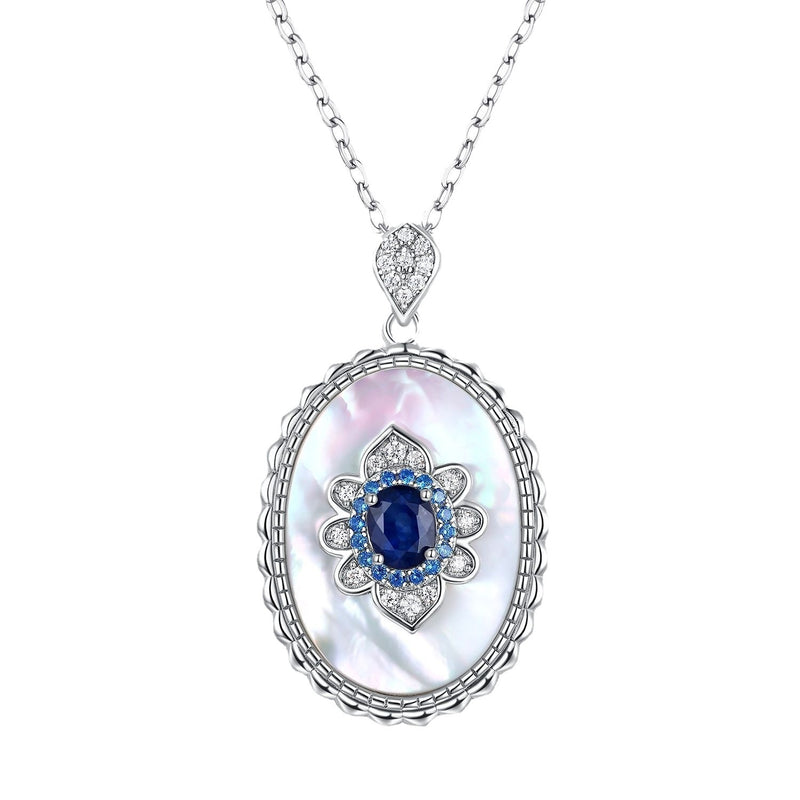 Elegant Sapphire and Diamond Pendant in S925 Sterling Silver