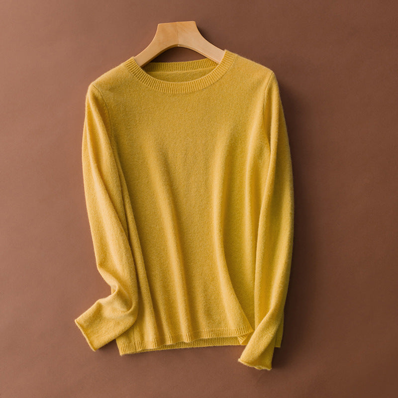 French classic round neck warm pure cashmere sweater - Virtue