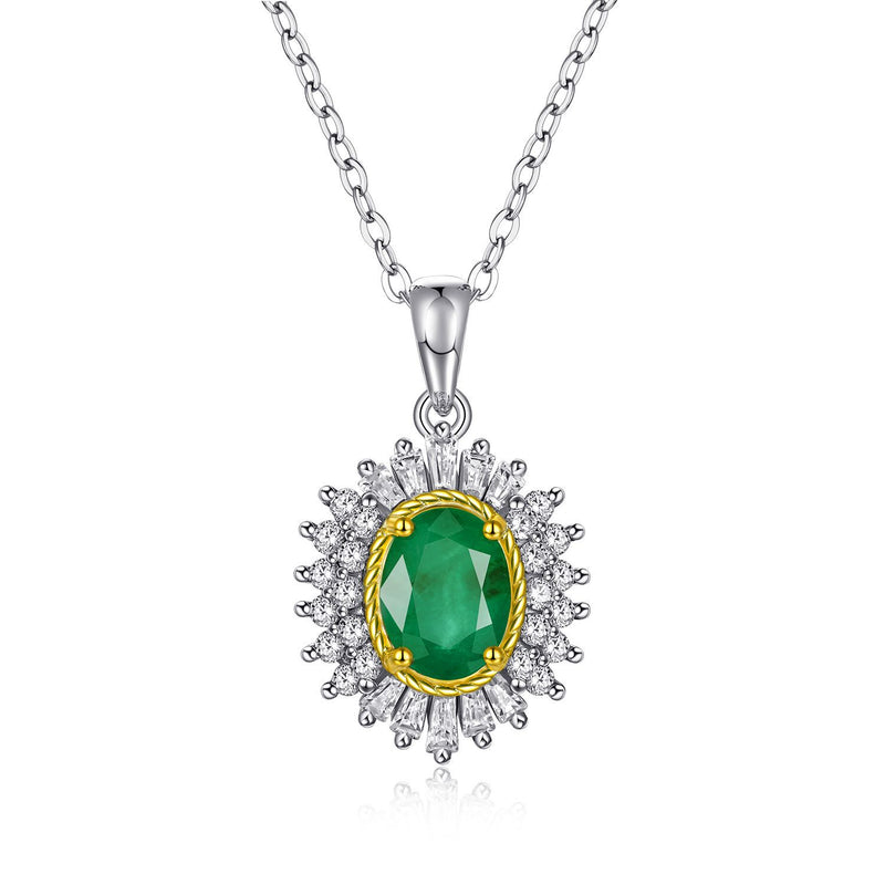 Natural Emerald Pendant Feminine Minority Design Jewelry S925 Silver Chain