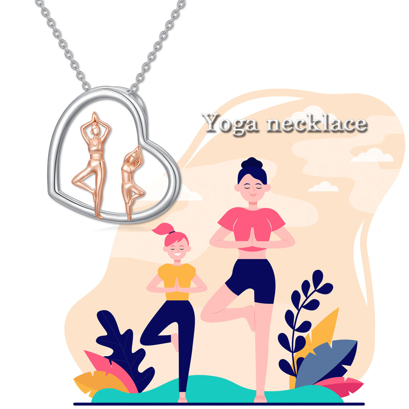 S925 Sterling Silver Mother-Daughter Yoga Pendant Necklace Set
