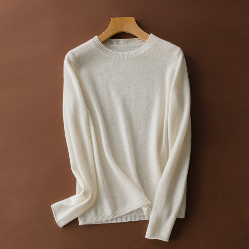 French classic round neck warm pure cashmere sweater - Virtue