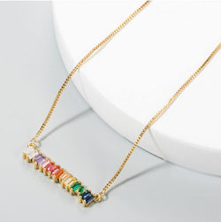 Copper inlaid color zircon pendant necklace - Virtue