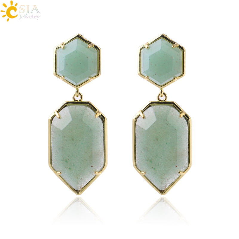 Polygons Crystal Stud Natural Stone Earring - Virtue