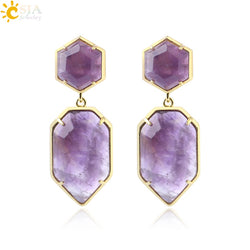 Polygons Crystal Stud Natural Stone Earring - Virtue
