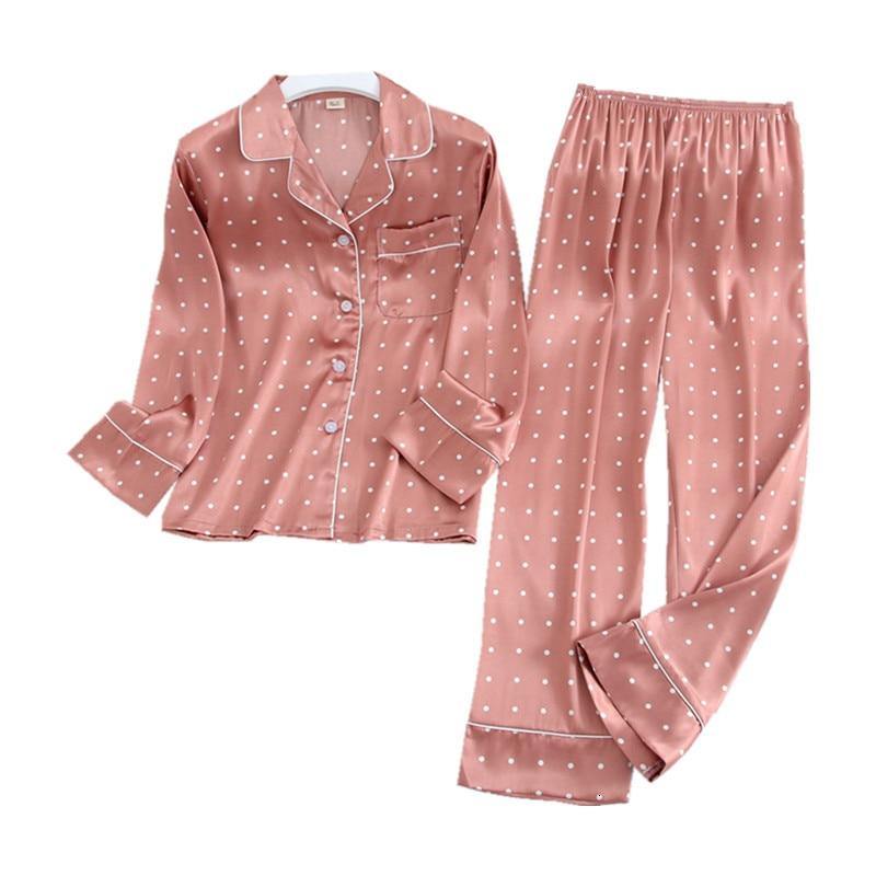 Autumn Ice Silk Long Sleeve Fashion Pyjama Set - Virtue