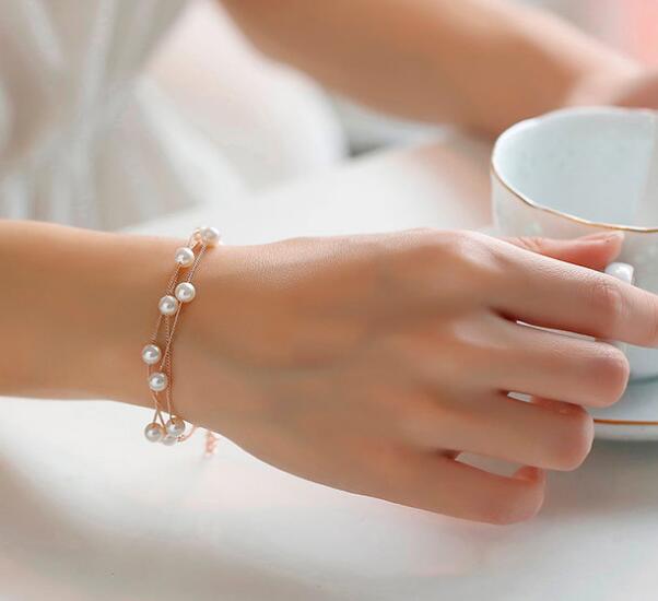 Pearl Double Layer Earrings Necklace Bracelet Sets - Virtue