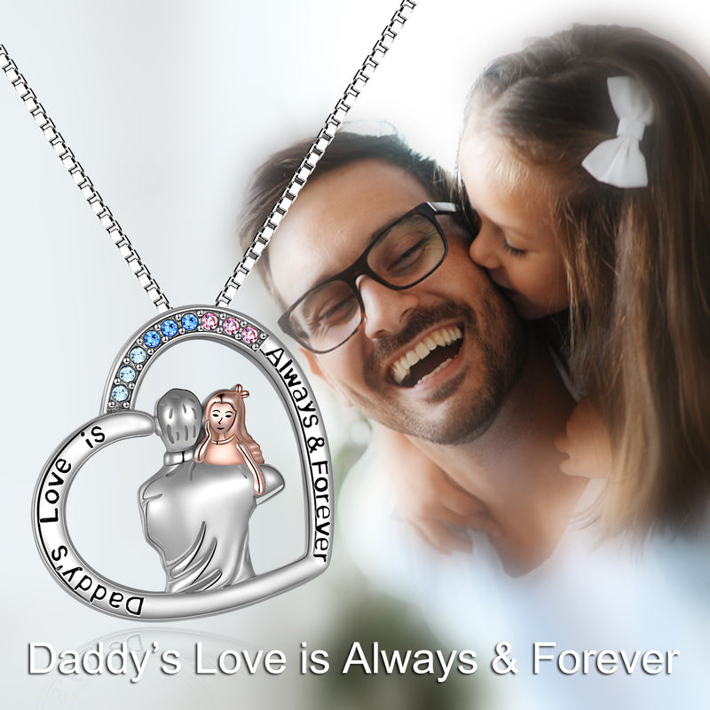 Father Daughter Necklace S925 Sterling Silver Pendant