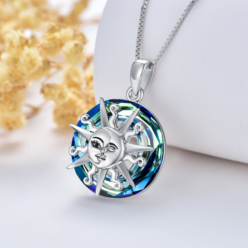 Sun and Moon Crystal Necklace S925 Sterling Silver