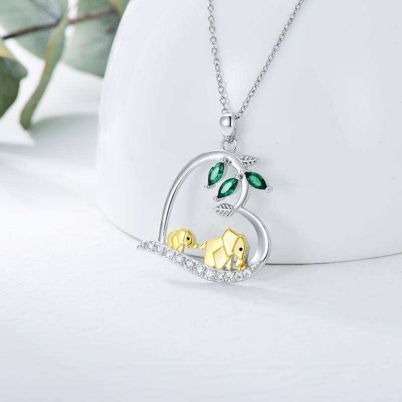 Elephant Necklace S925 Sterling Silver Mother And Child Lucky Origami Elephant Pendant