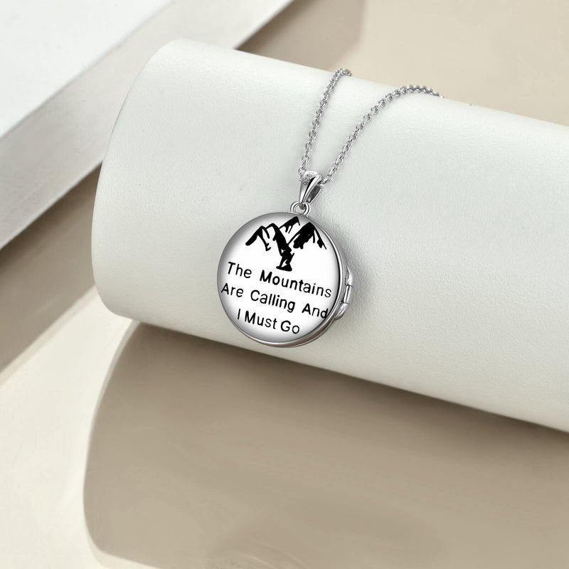 S925 Sterling Silver Mountain Lockets Necklace that Hold Pictures