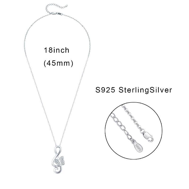 S925 Sterling Silver Music Note Butterfly Pendant Necklace